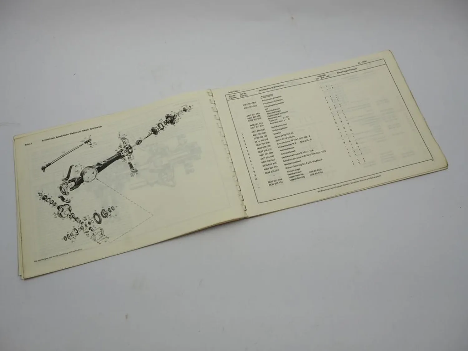 ZF AL-1550 Lenkachse Ersatzteilliste Schlüter Eicher Lindner Hürlimann 09/1972
