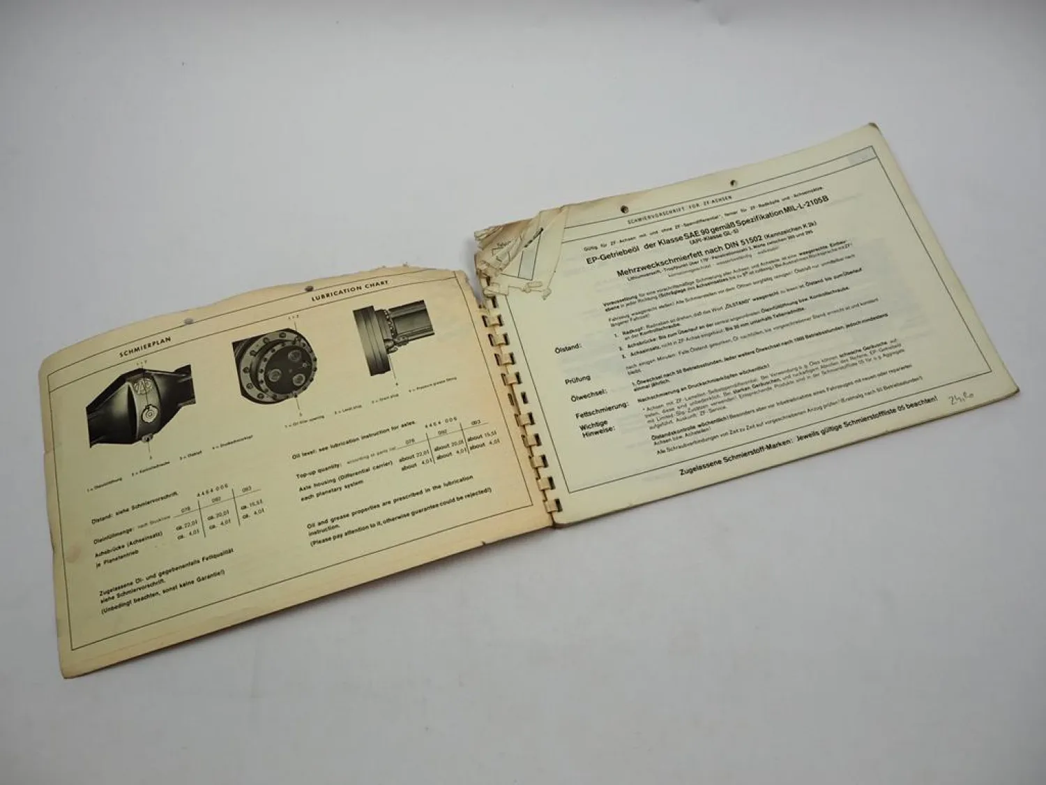 ZF AP-11/L R Planetenachse Ersatzteilliste MF Hanomag Frisch Mining 06/1975