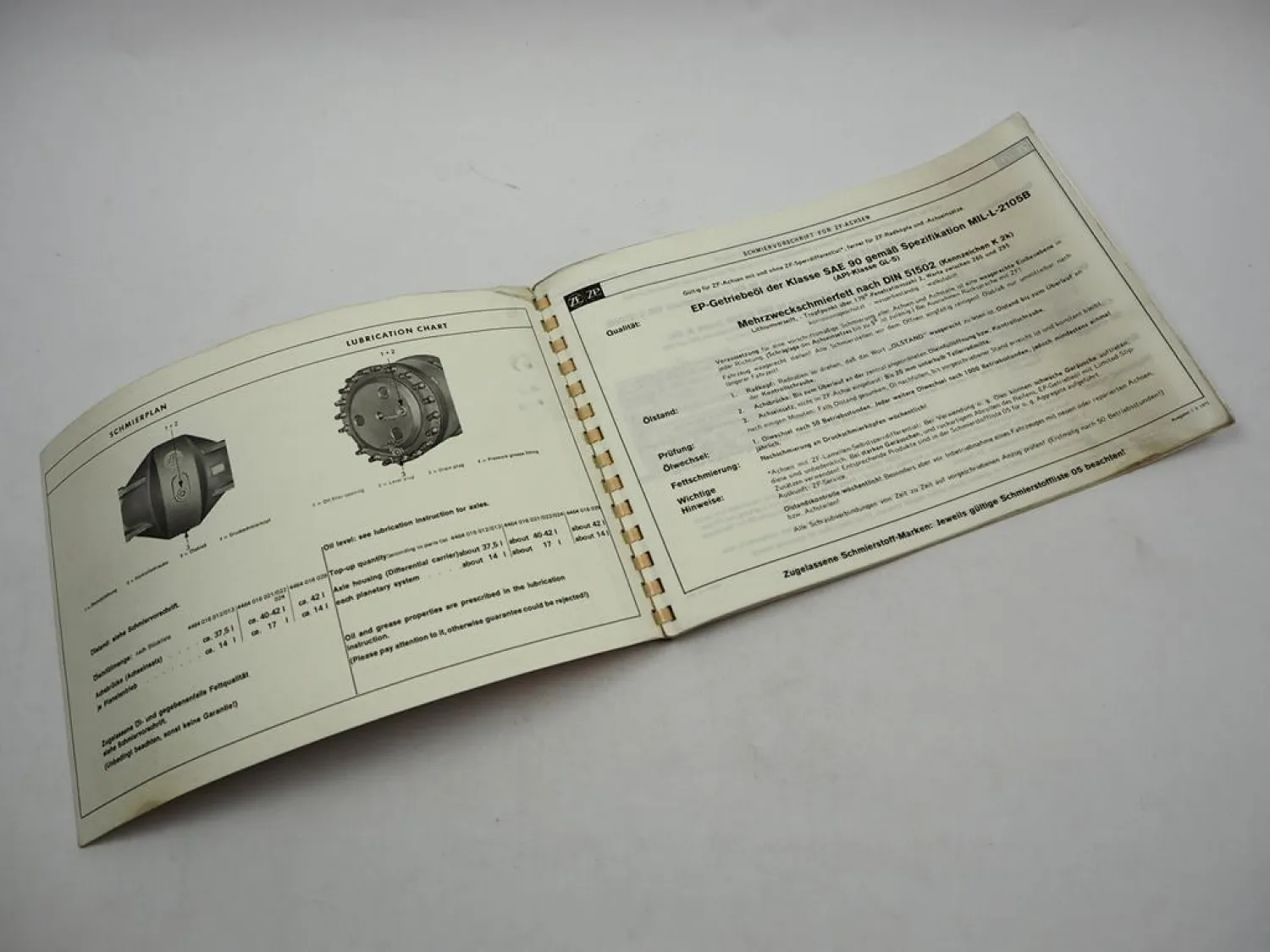 ZF AP-30/TK TKV Starrachse Ersatzteilliste UTB Benati Cogema Parts List 08/1979