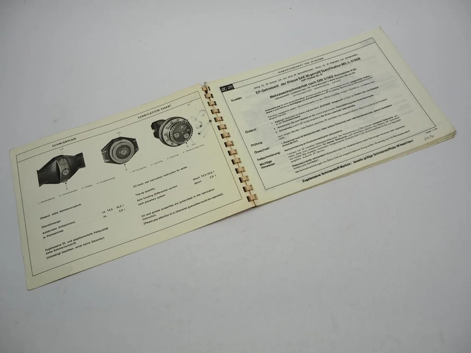 ZF AP-9/H/L Achse Ersatzteilliste MF Hanomag Kaeble O&K Frisch Ahlmann Torpedo