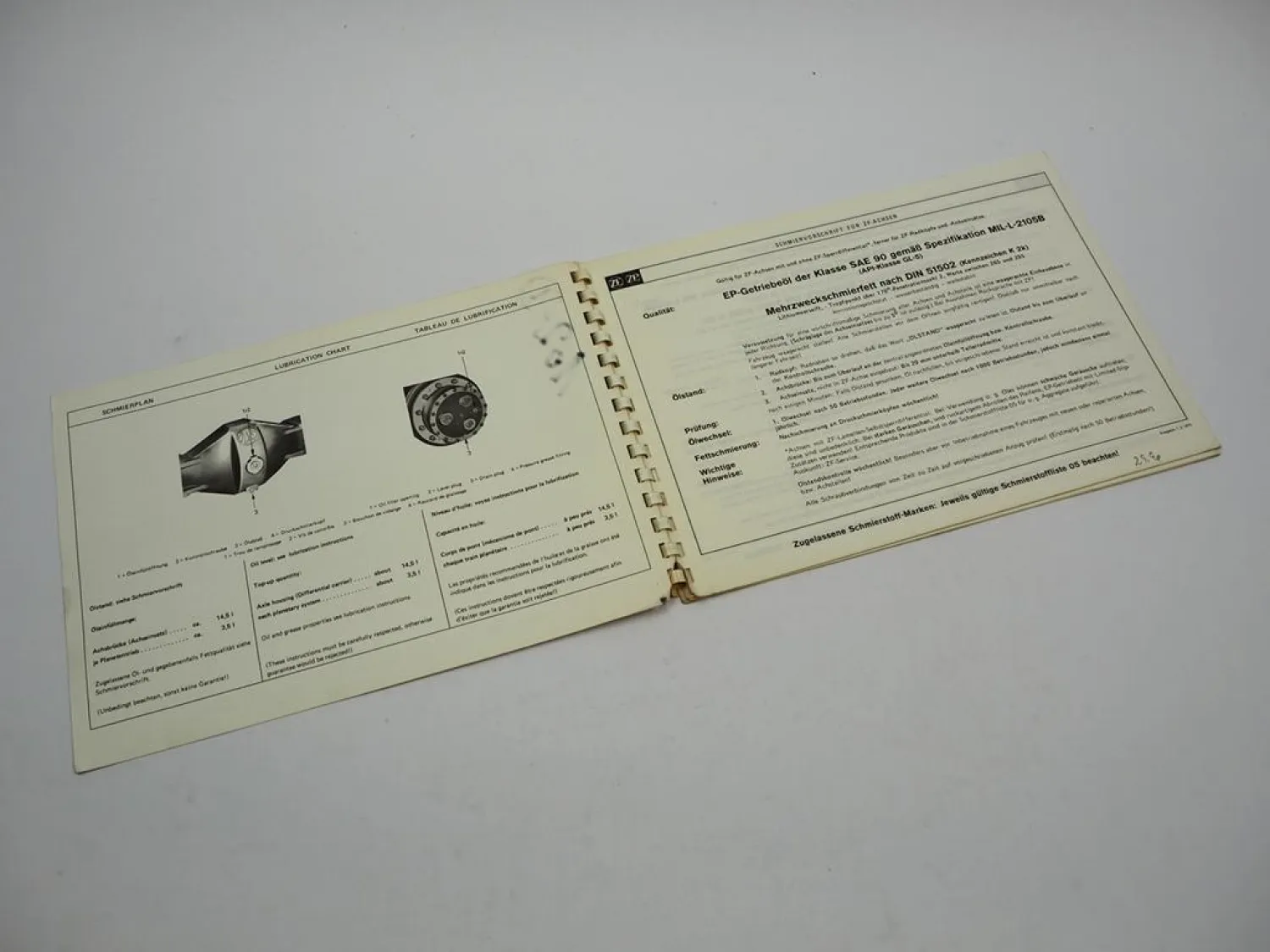 ZF AP-9/H Planeten Achse Ersatzteilliste Hanomag Massey Ferguson Klia Parts List