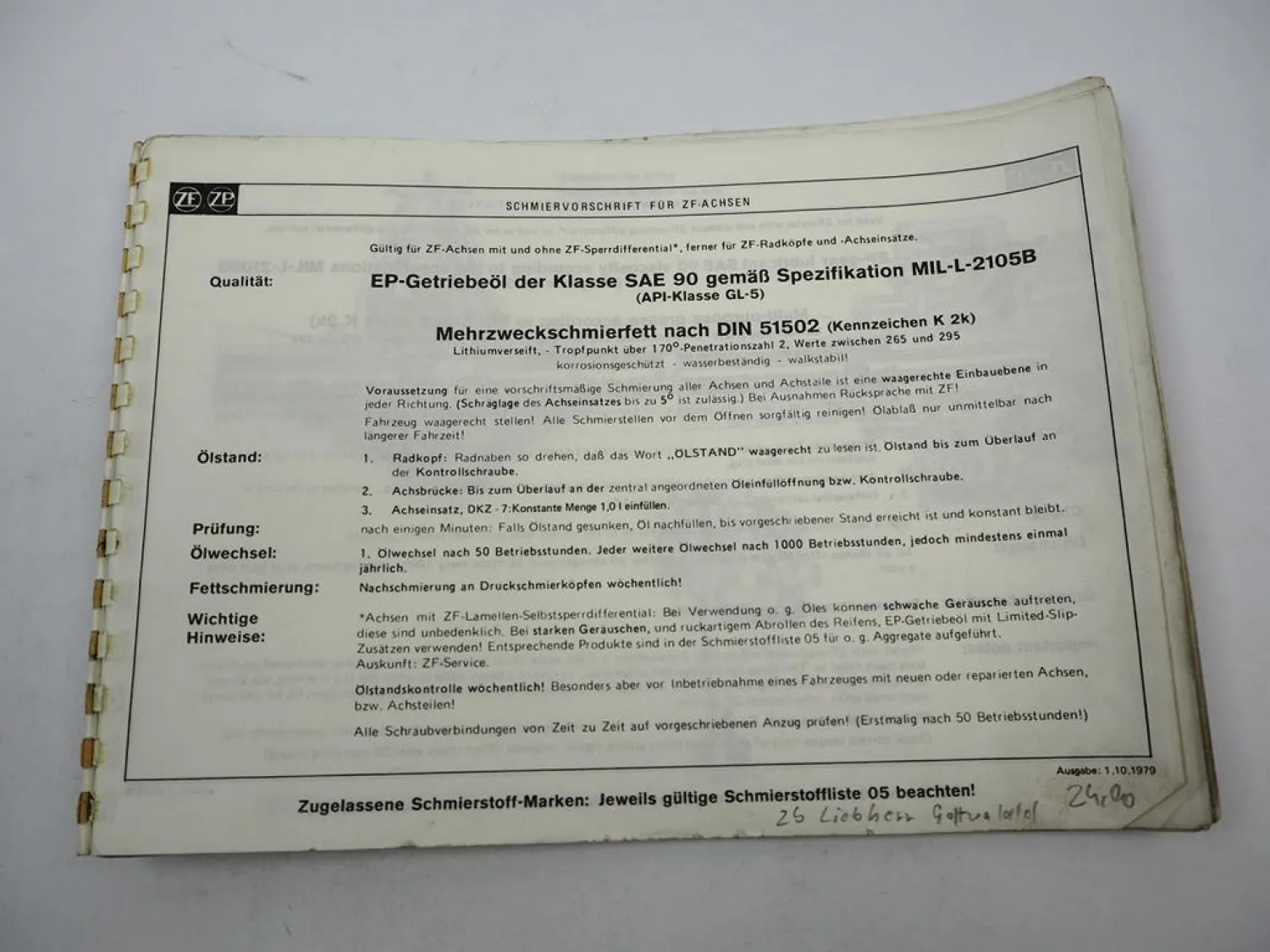 ZF AP-B 35/D DK DKZ-7 Starrachse Ersatzteilliste Liebherr Gottwald Parts List 79
