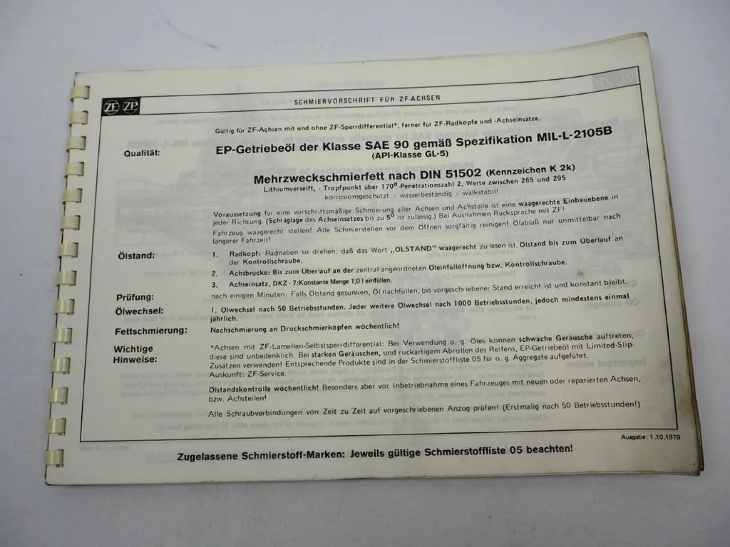 ZF AP-B 35/D DK DKZ-7 Starrachse Ersatzteilliste Liebherr Gottwald Parts List 79
