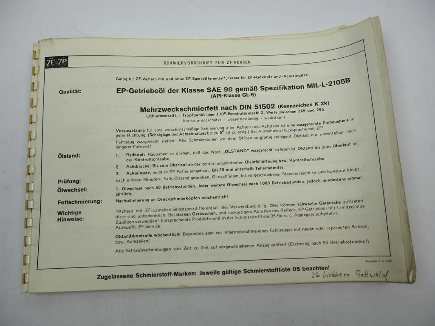 ZF AP-B 35/D DK DKZ-7 Starrachse Ersatzteilliste Liebherr Gottwald Parts List 81