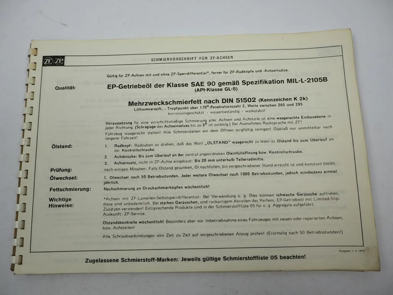 ZF AP-B 35/D DK DKZ-7 Starrachse Ersatzteilliste Liebherr Gottwald Parts List 81