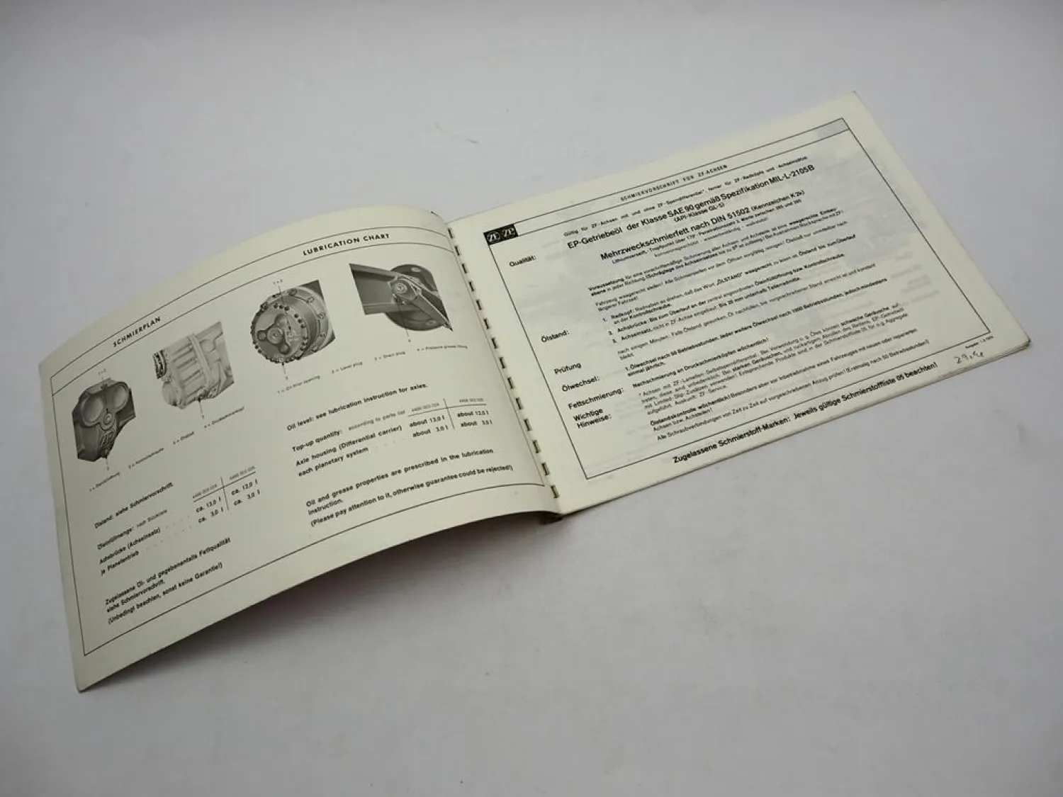ZF AP-B 35/DK DK-7 Starrachse Ersatzteilliste Harnischfeger Parts List 03/1977