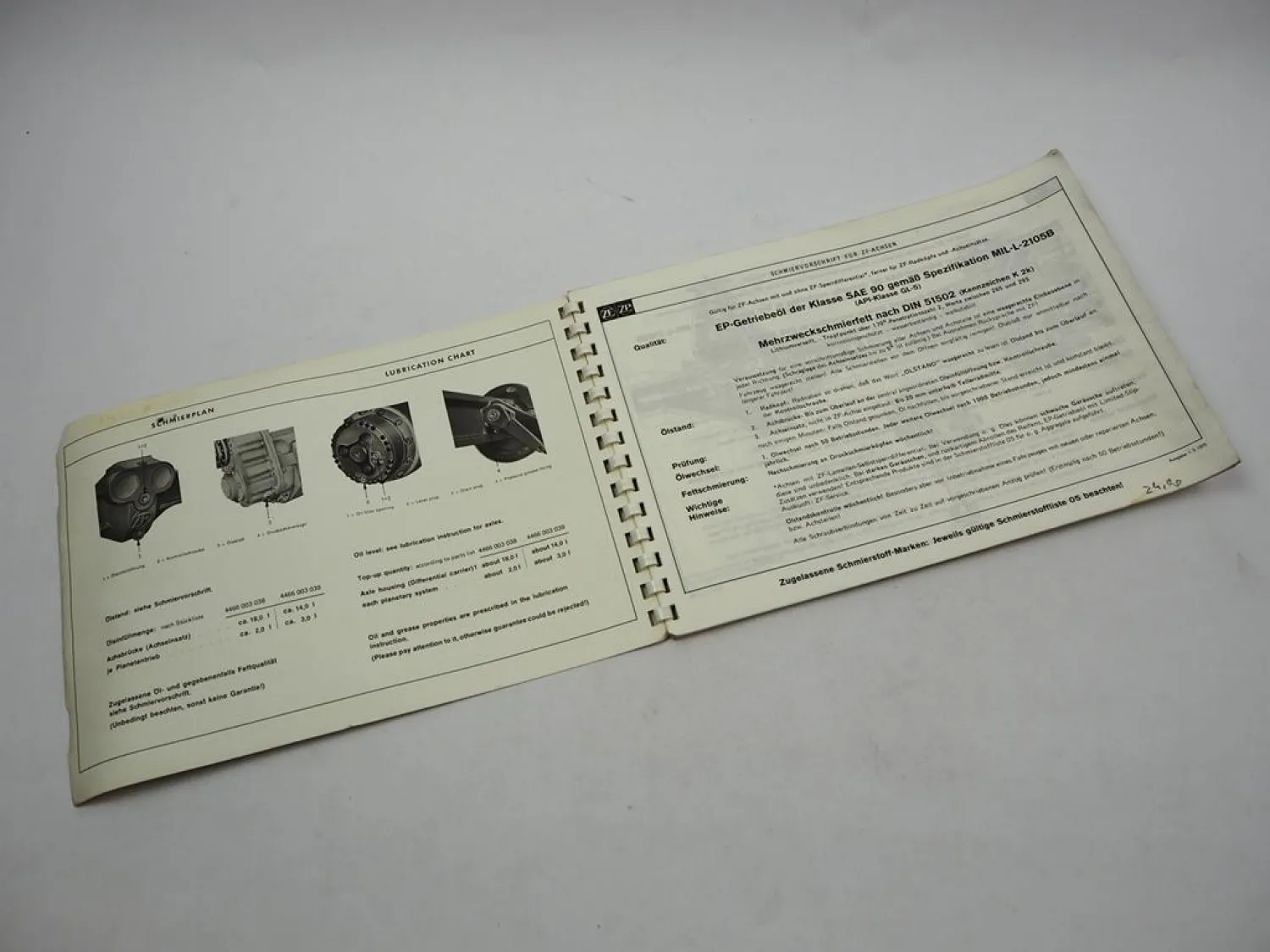ZF AP-B 35/DK DK-7 Starrachse Ersatzteilliste Harnischfeger Parts List 11/1978