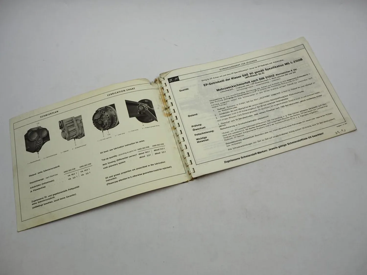 ZF AP-B 35/DK DK-7 Starrachse Ersatzteilliste Harnischfeger Parts List 11/1978
