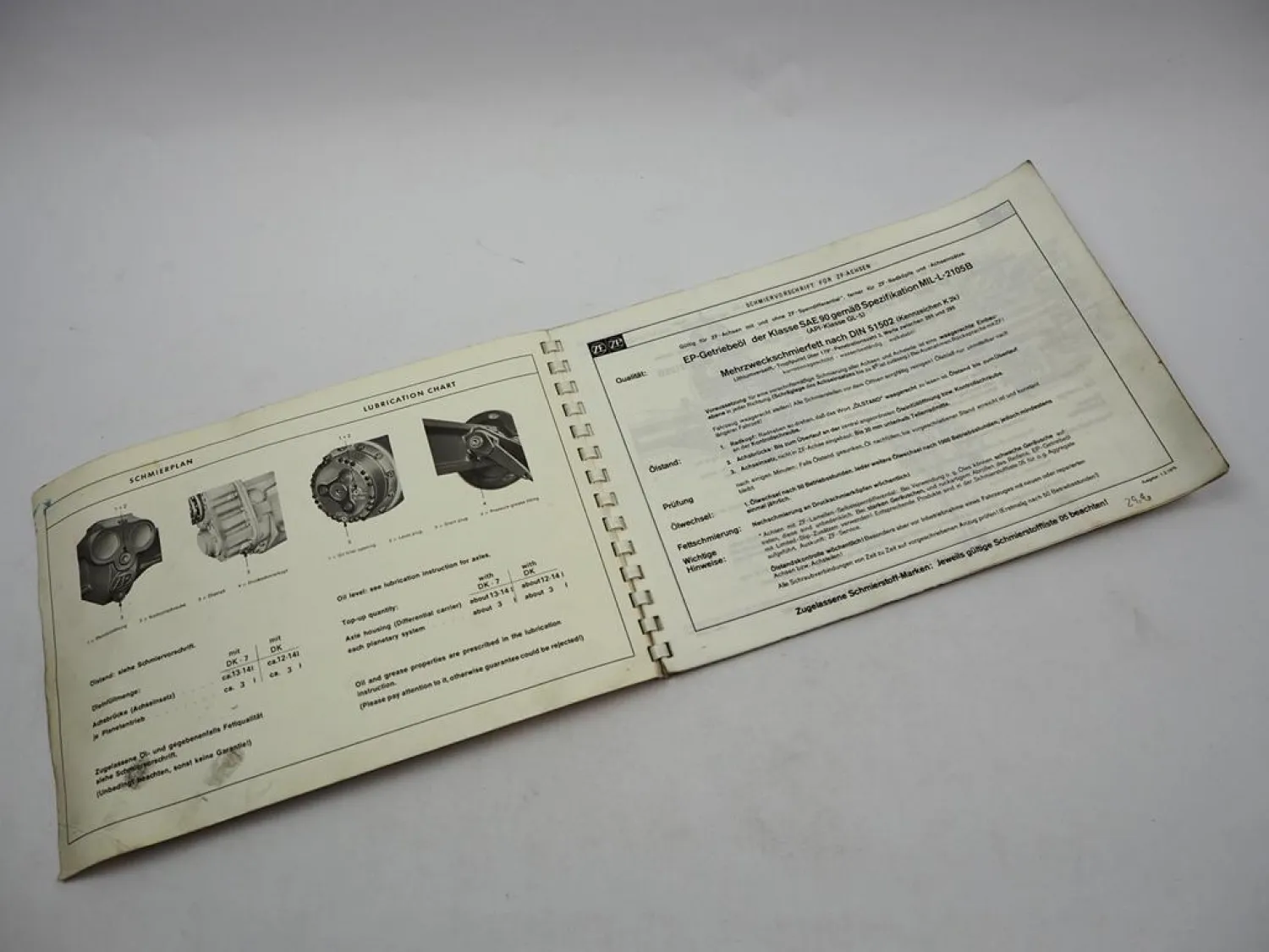 ZF AP-B 35/DK DK-7 Starrachse Ersatzteilliste Liebherr Gottwald Parts List 04/77