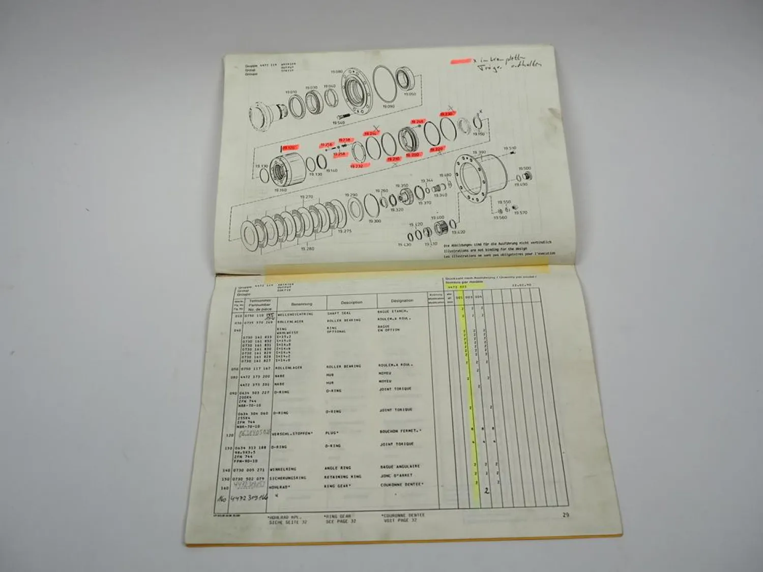 ZF AP-B 755 Planetenachse 1 AVG 100 Getriebe Ersatzteilliste Liebherr 02/1990
