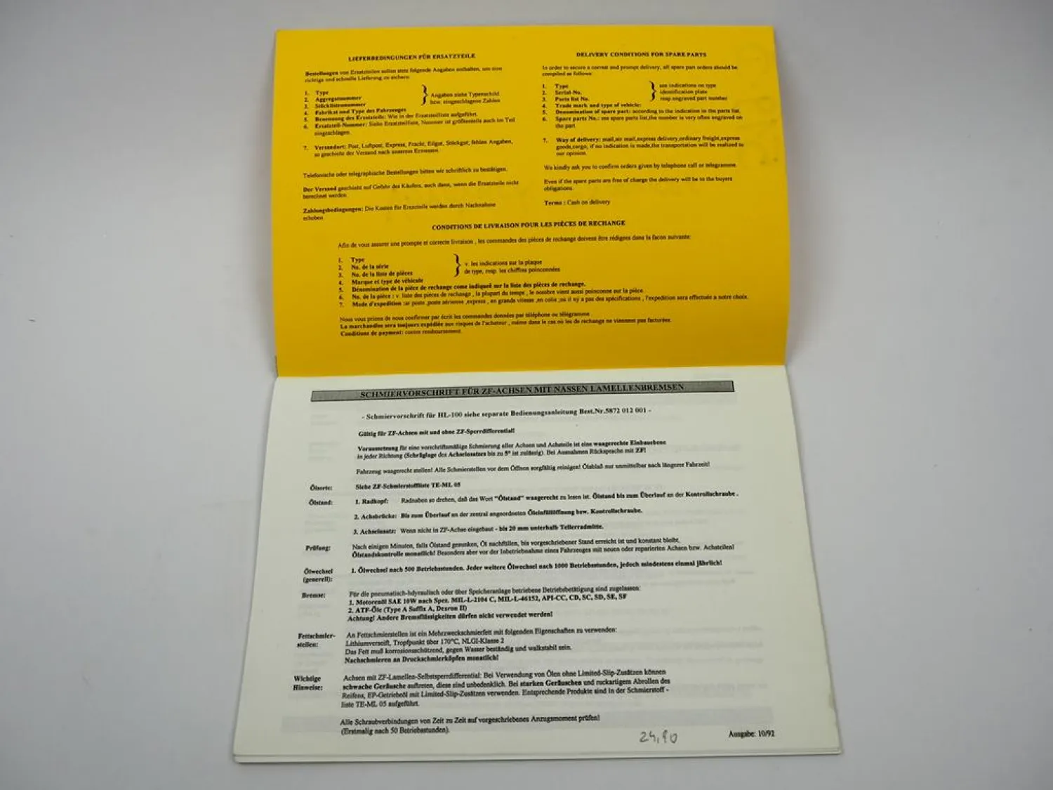 ZF AP-B 755 Planetenachse 2 HL 100 Getriebe Ersatzteilliste Liebherr 06/1995