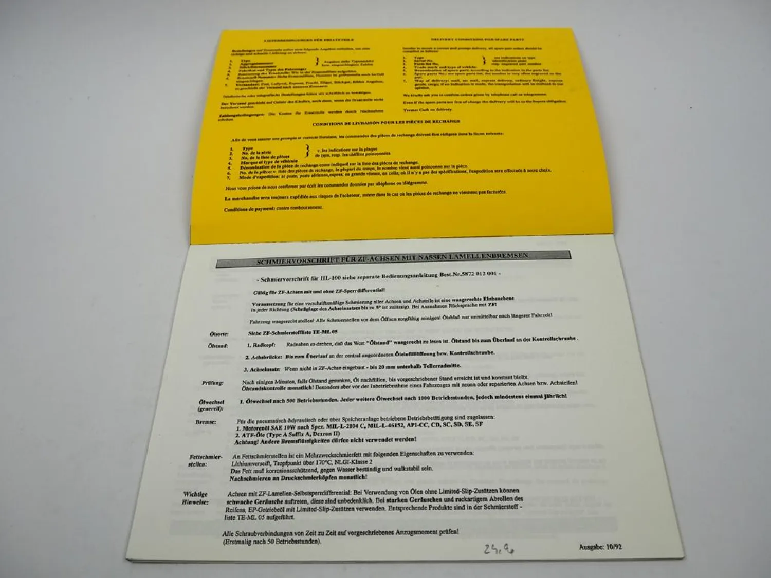 ZF AP--B 755 Planetenachse Getriebe 2HL 100 Ersatzteilliste Liebherr Parts List