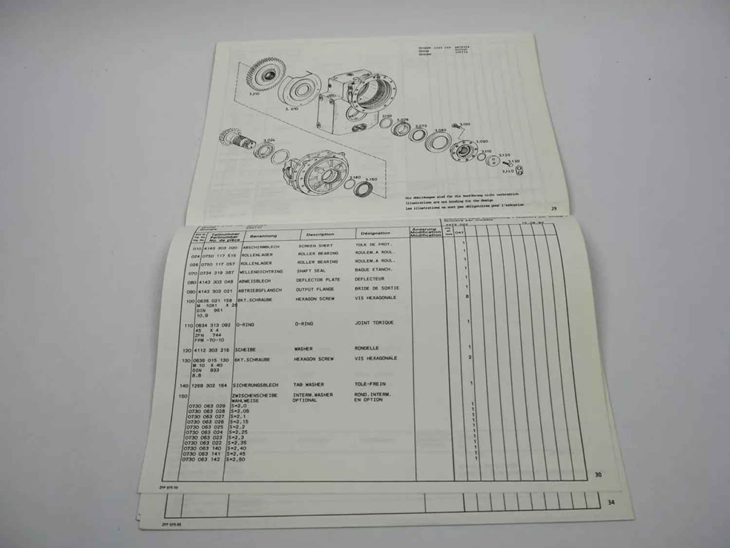 ZF AP--B 755 Planetenachse Getriebe 2HL 100 Ersatzteilliste Liebherr Parts List