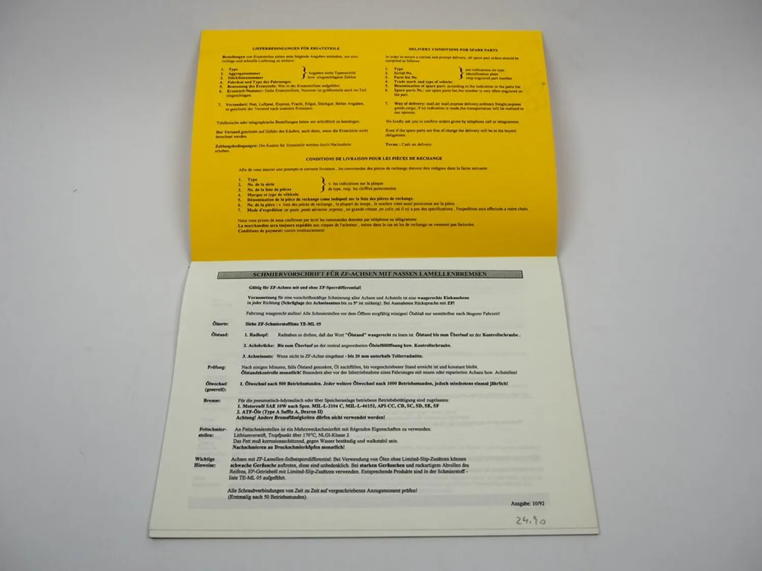 ZF AP-R 725 Planetenachse 2 AVG 65 Getriebe Ersatzteilliste Atlas Parts List 97