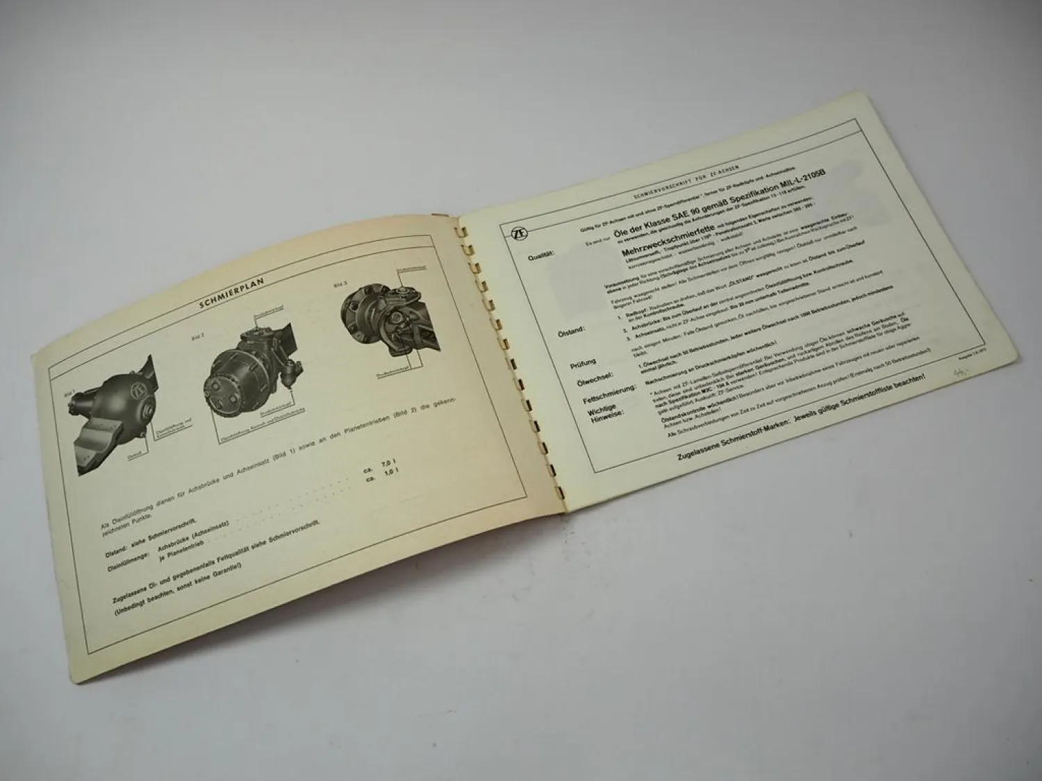 ZF APL-3052/BK Planetenlenkachse Ersatzteilliste Schlüter Fendt Traktoren 1974