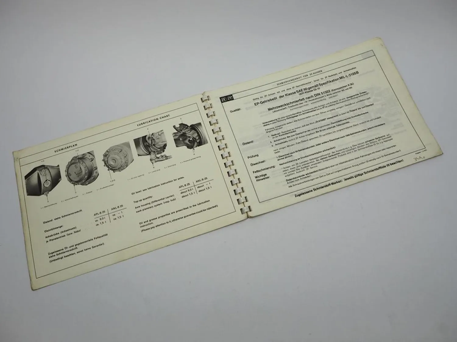 ZF APL-B 25/CK ANL-B 25 Lenkachse Ersatzteilliste Harnischfeger Parts List 1977