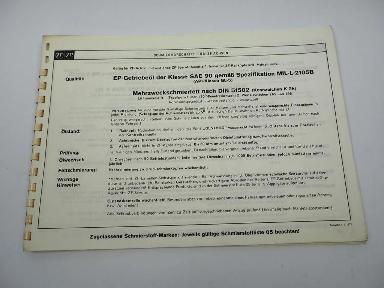 ZF APL-B 25/CK ANL-B 25 Lenkachse Ersatzteilliste Harnischfeger Parts List 1981