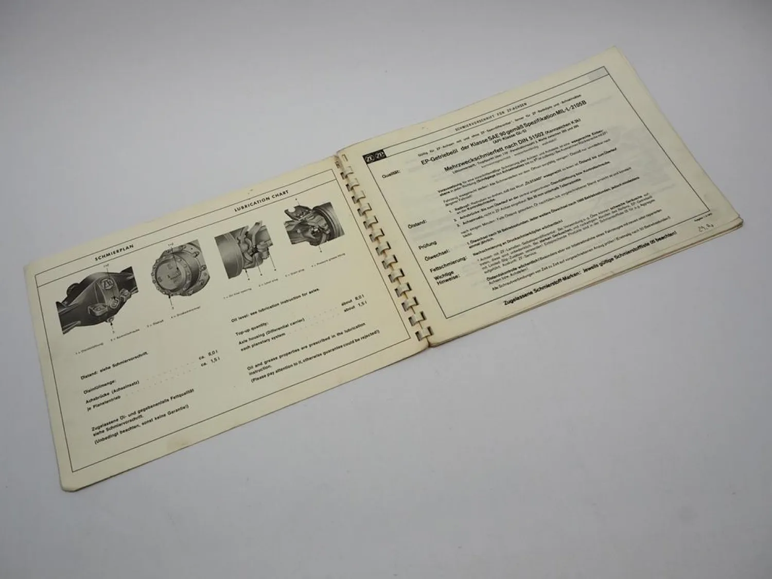 ZF APL-B 25/CK Planetenlenkachse Ersatzteilliste Liebherr Mol Parts List 1977