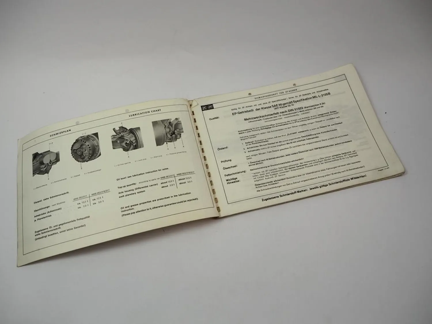ZF APL-B 35/D /DK Planetenlenkachse Ersatzteilliste Gottwald Harnischfeger 1975