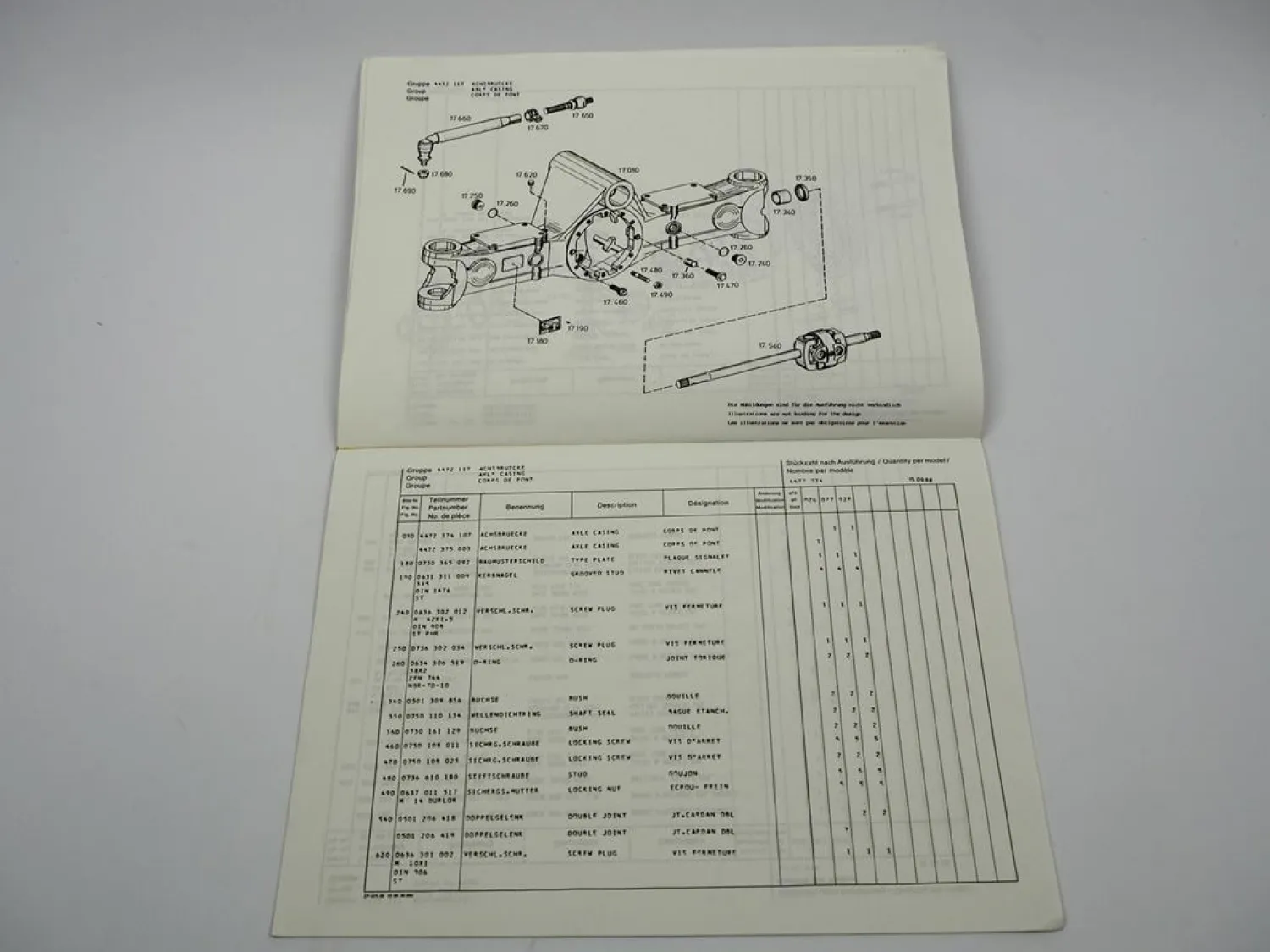 ZF APL-B 765 Planetenlenkachse Ersatzteilliste Liebherr Eder Parts List 09/88
