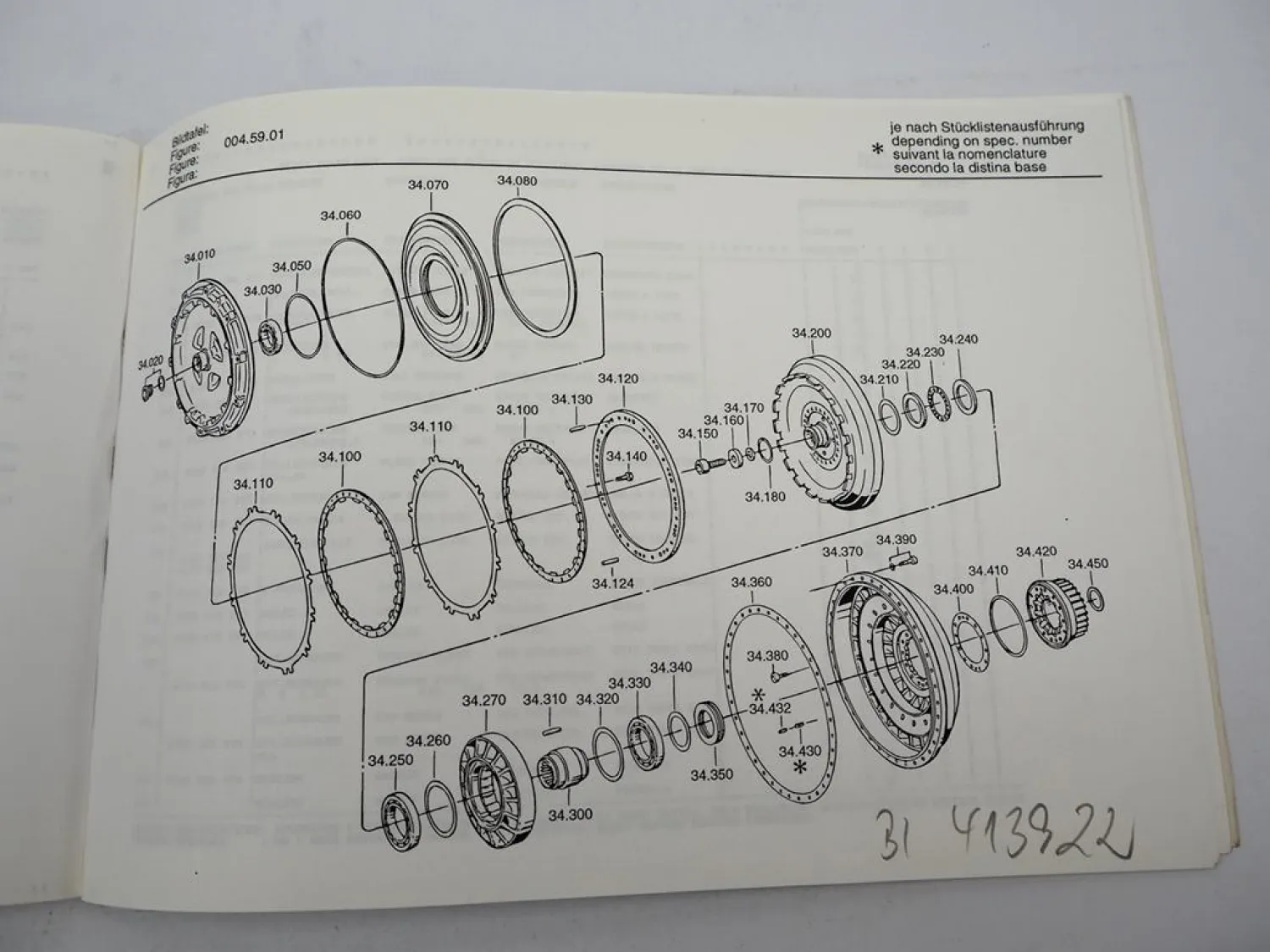 ZF Ecomat 5 HP 590 Getriebe Ersatzteilliste MAN Stadtbus NL315 Parts List 09/97