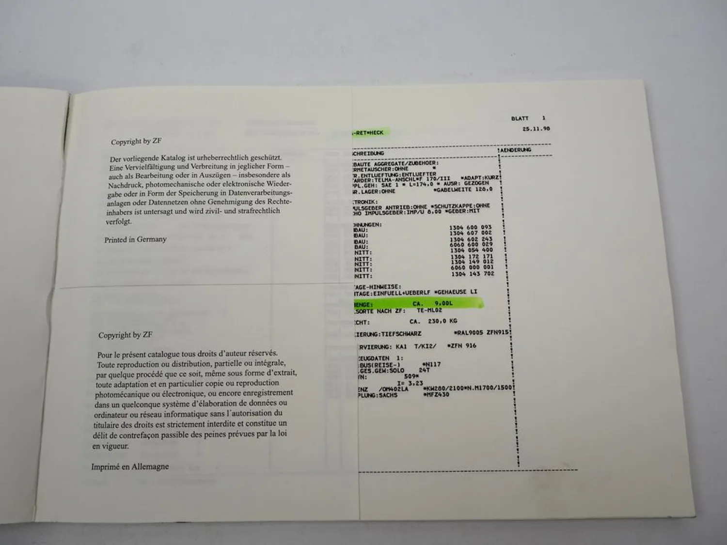 ZF Ecomid 8 S 180 Getriebe Ersatzteilliste Auwärter Bus N117 Parts List 11/1998