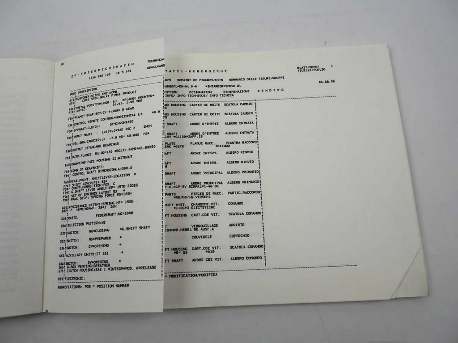 ZF Ecosplit 16 S 181 IT Getriebe Ersatzteilliste MAN LKW F2000 Parts List 08/98