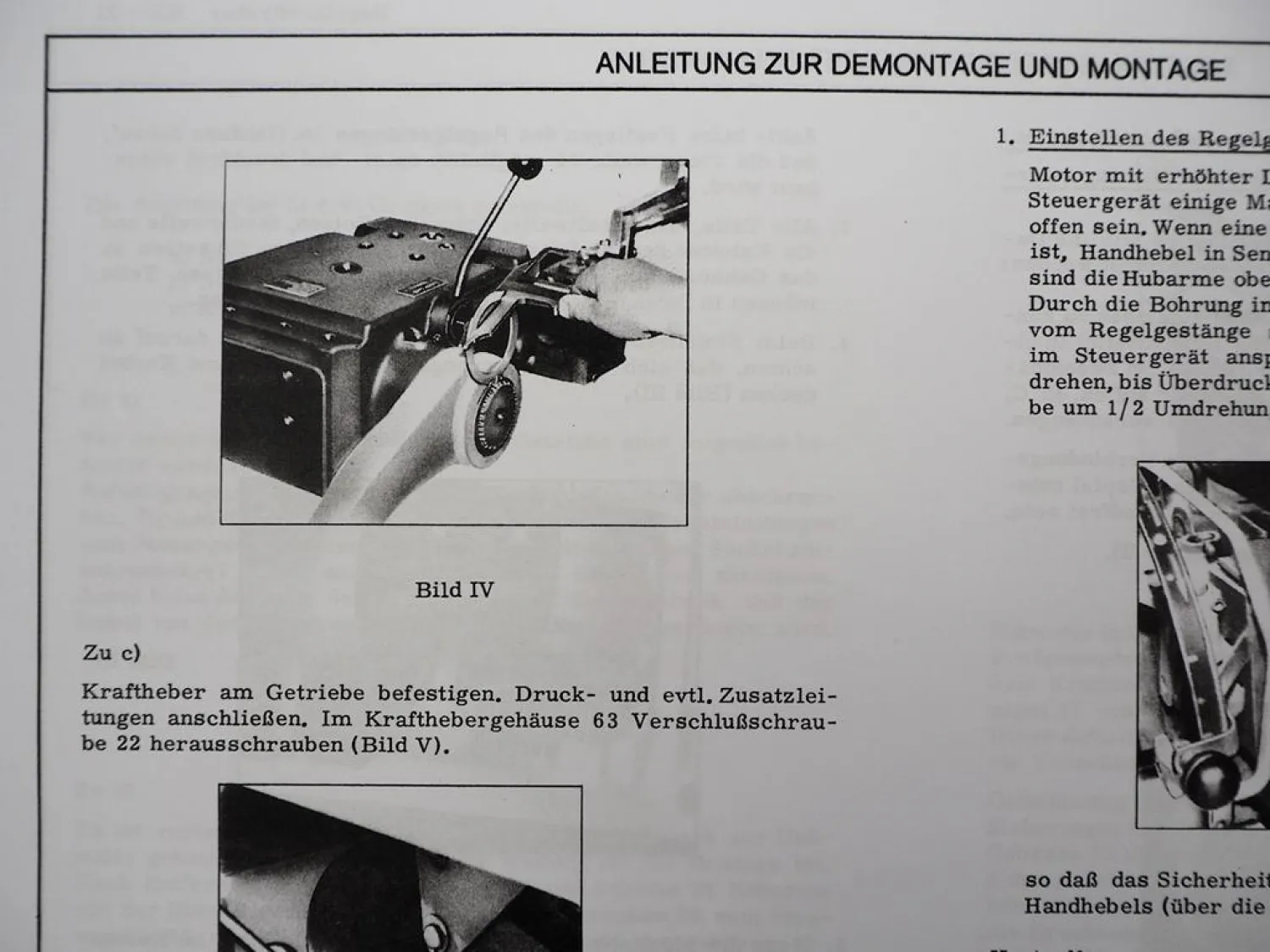 ZF KR-25 Regelkraftheber Bedienung Wartung Ersatzteilliste Eicher Schlüter Fendt