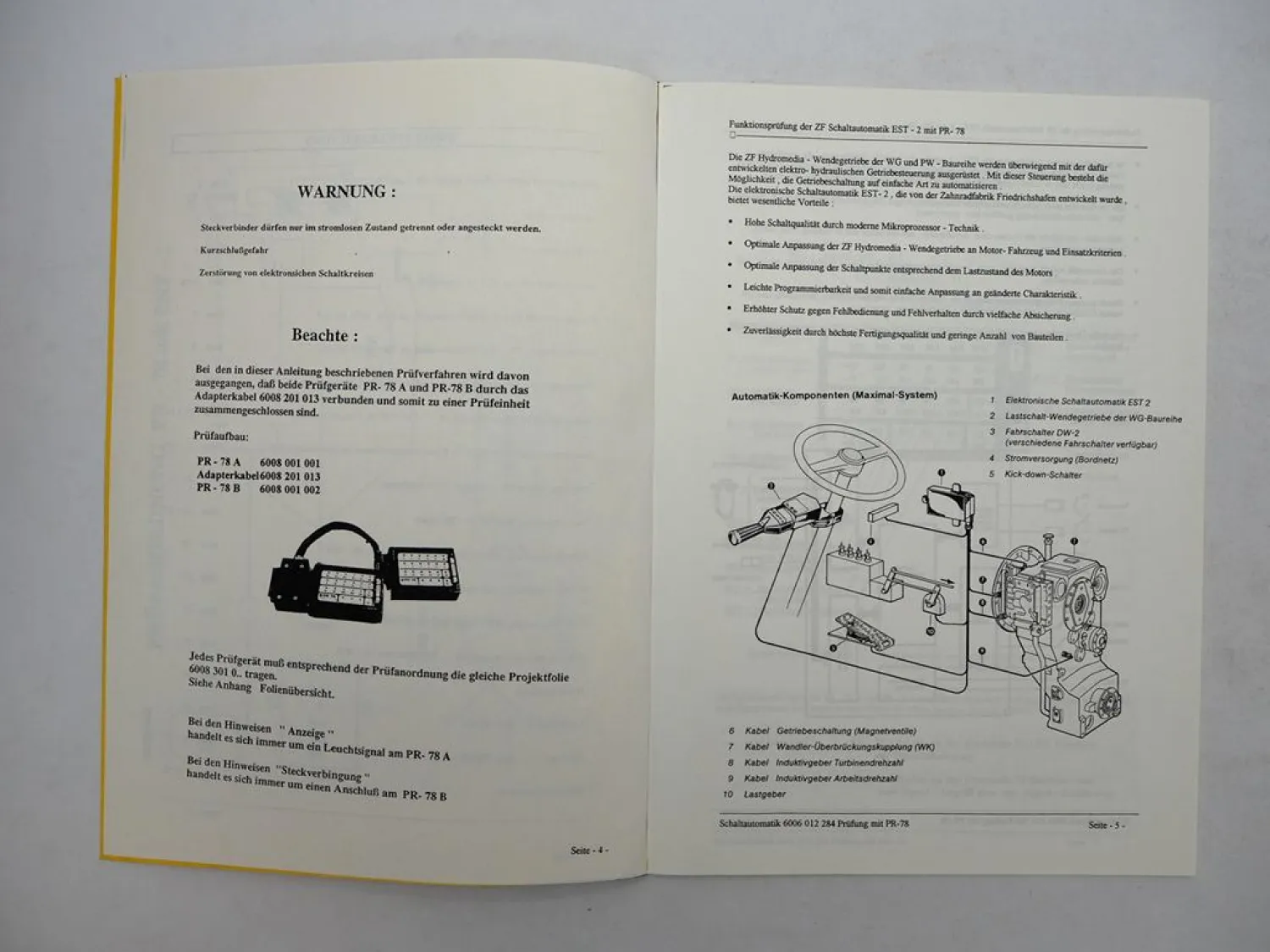 ZF Prüfgerät PR 68 78 für Getriebesteuerung EST-2 Betriebsanleitung 1992/94