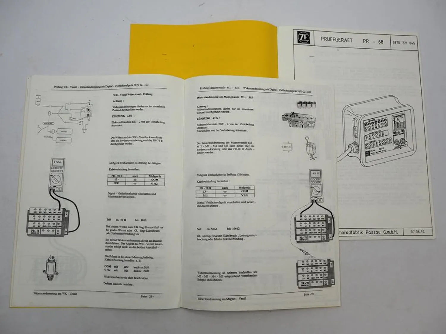 ZF Prüfgerät PR 68 78 für Getriebesteuerung EST-2 Betriebsanleitung 1992/94