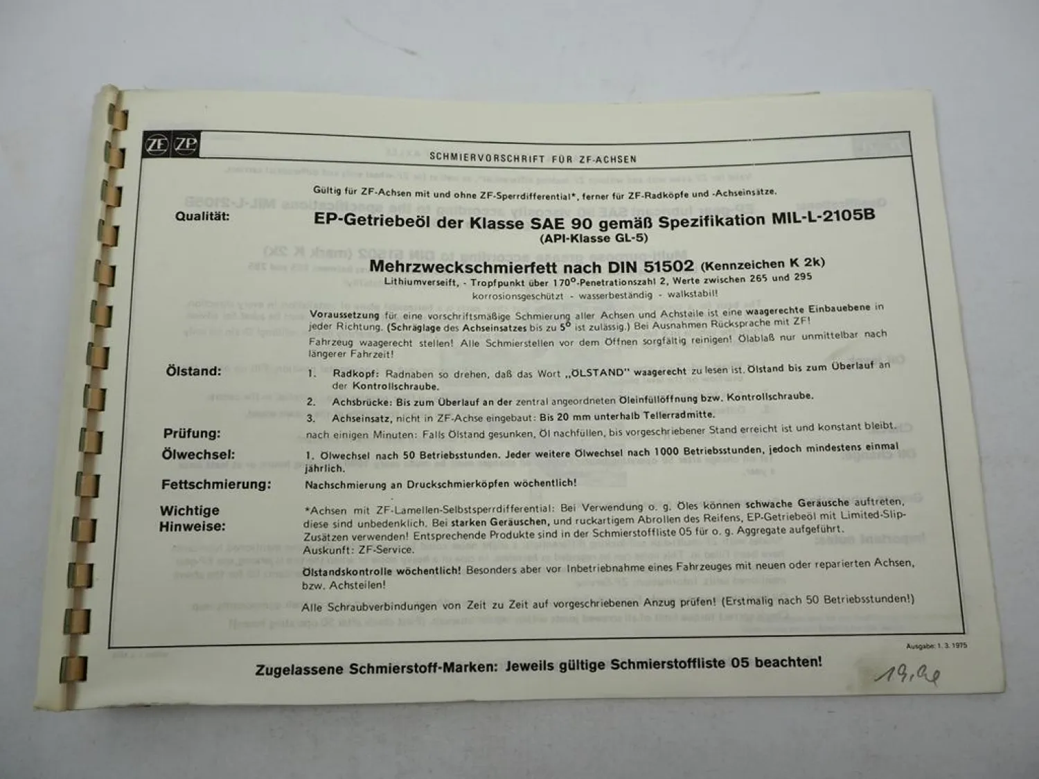 ZF RP-B 22 RPL-B 22 24 Radkopf Ersatzteilliste Sennebogen Spare Parts List 1/77