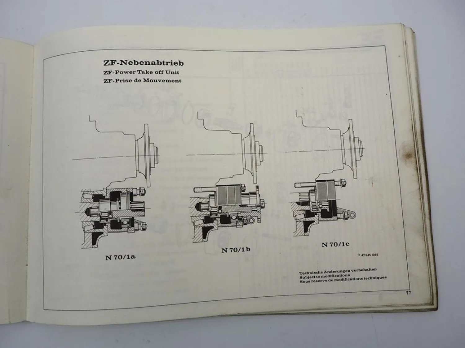 ZF S 6 - 70/3 Synchroma Getriebe Ersatzteilliste Daimler-Benz Parts List 10/75
