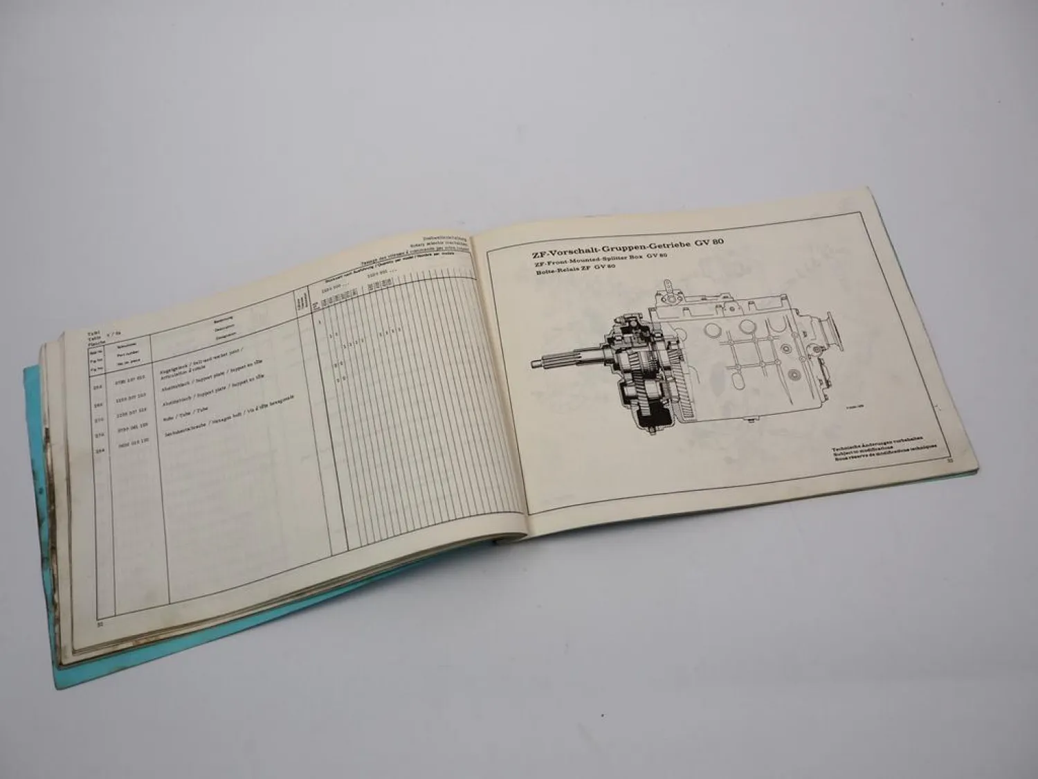 ZF S 6 - 80 Synchroma Getriebe mit GV 80 Ersatzteilliste Auwärter Parts List 75