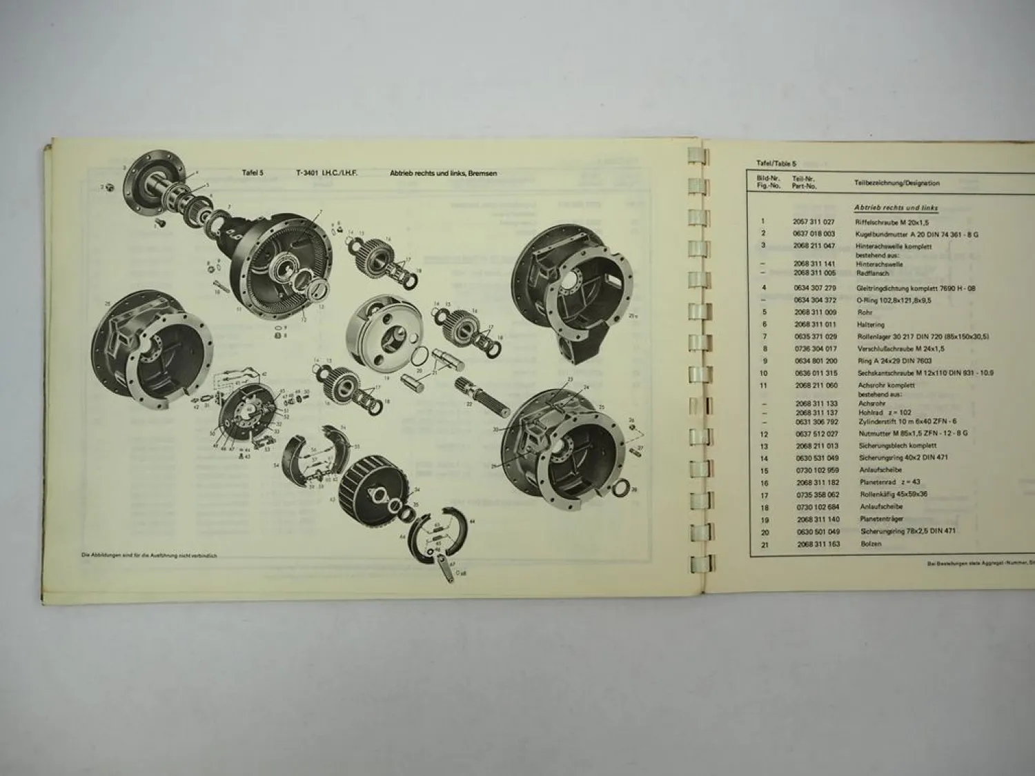 ZF T-3404 mit KR-25 Triebwerk Getriebe für IHC Betriebsanleitung Ersatzteilliste