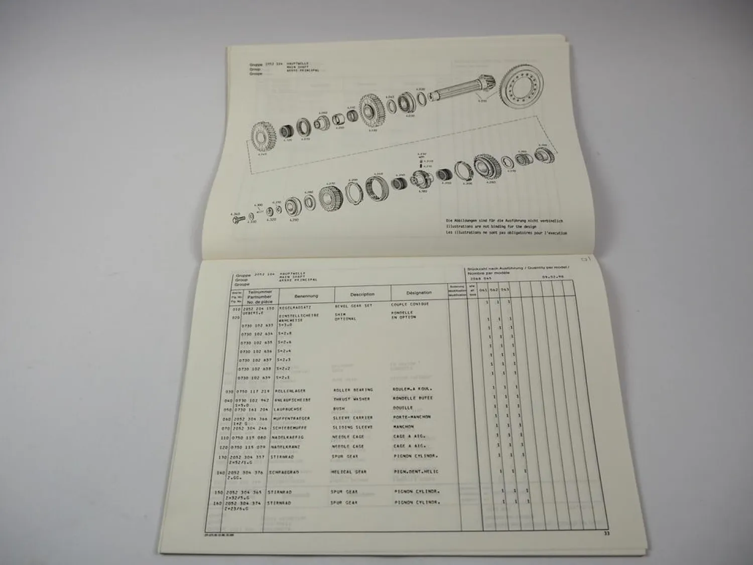 ZF T-3445 Schleppertriebwerk Case mit KR-25 Kraftheber Ersatzteilliste Parts List