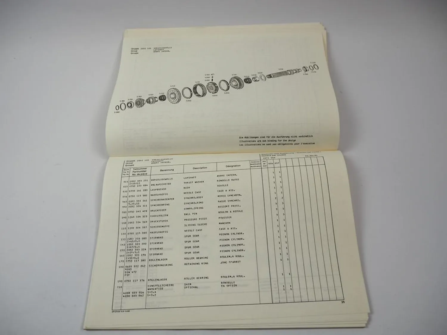ZF T-3550 Schleppertriebwerk mit KR-25 Kraftheber Ersatzteilliste Schlüter 1991