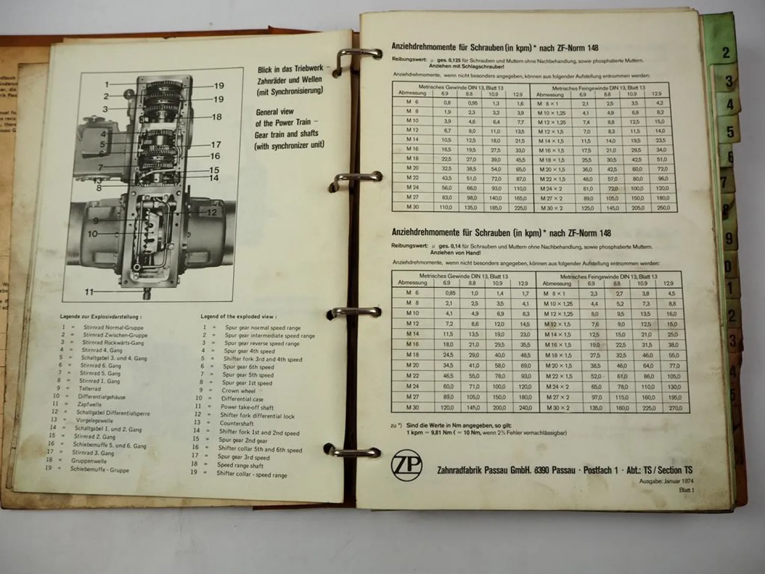 ZF T3000 T-3000 Schleppertriebwerk Reparaturanleitung Werkstatthandbuch 1974