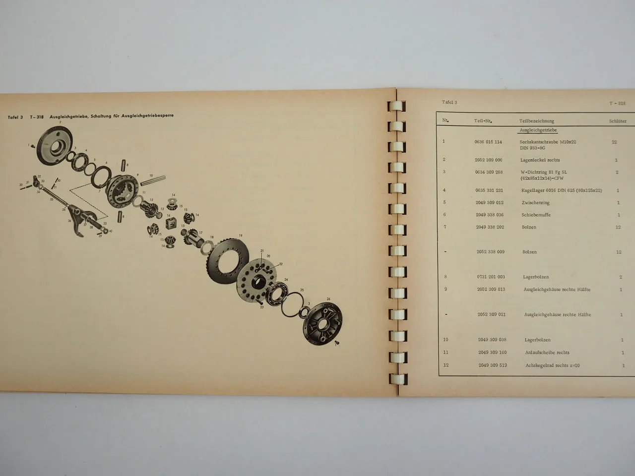 ZF T318 Schlepper Triebwerk Getriebe Bedienung Wartung Ersatzteilliste 1967