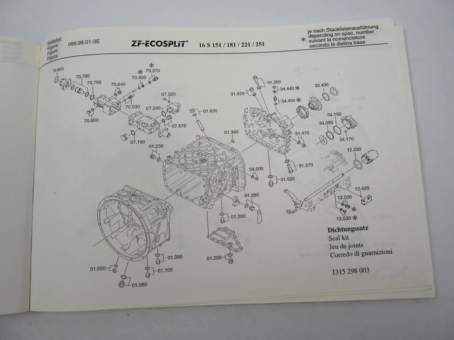 ZF Transmatic 16 S 251 Getriebe Ersatzteilliste Ö.A.F / MAN Parts List 04/1997