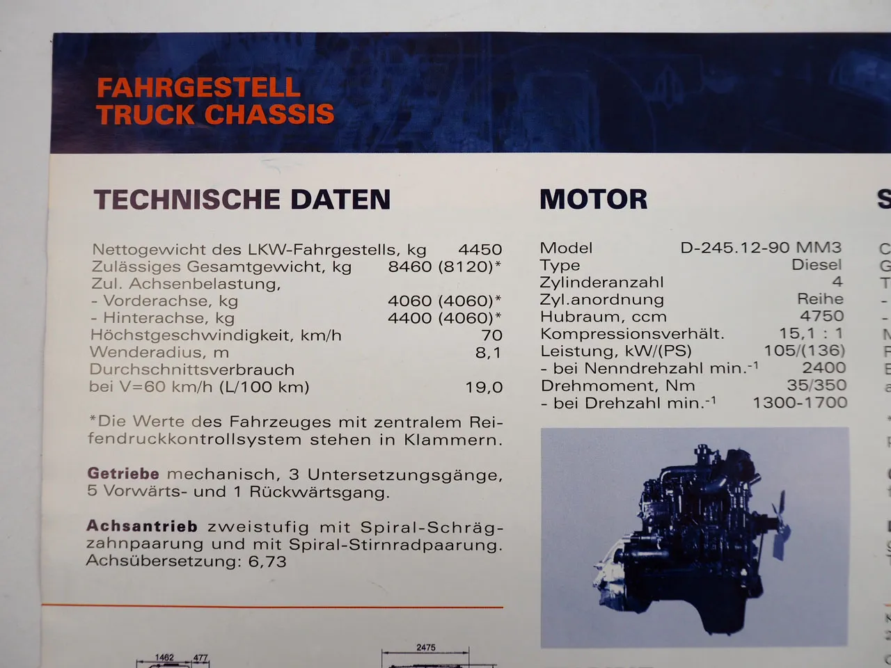 ZIL 432722 LKW Fahrgestell Truck Chassis Prospekt ca. 2000
