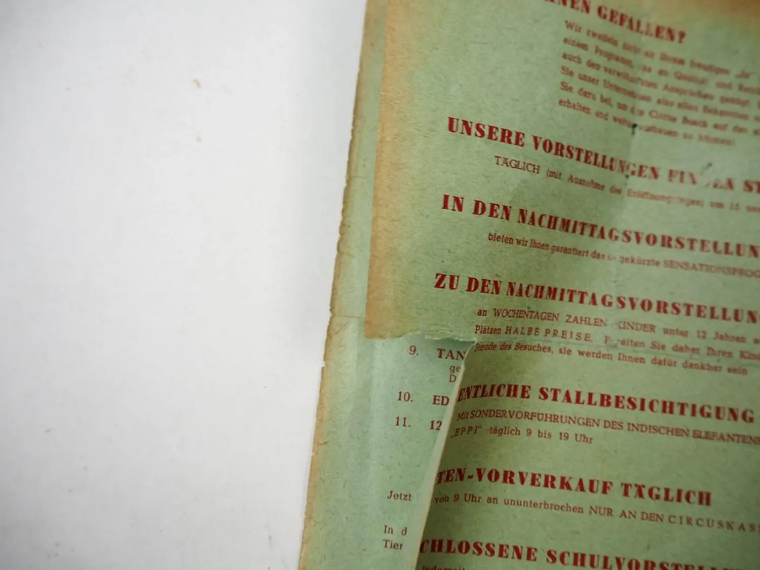 Zirkus Prospekt Spielfolge Circus Busch 1948
