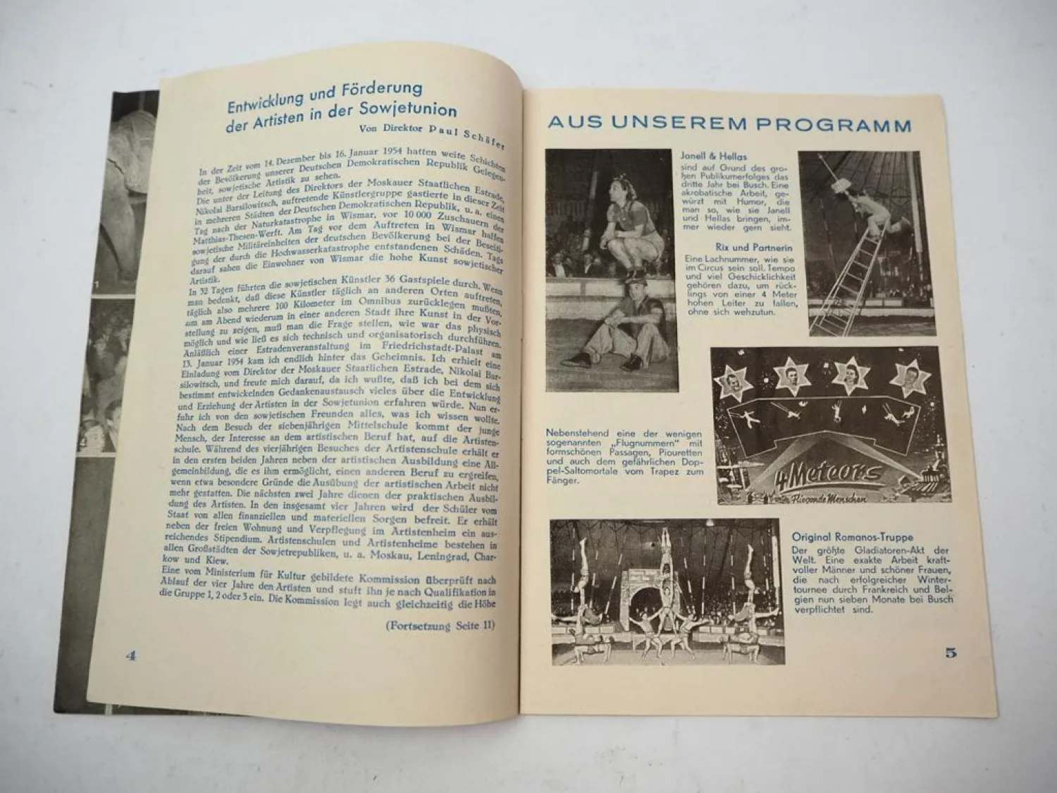 Zirkus Prospekt Spielfolge Circus Busch 1954