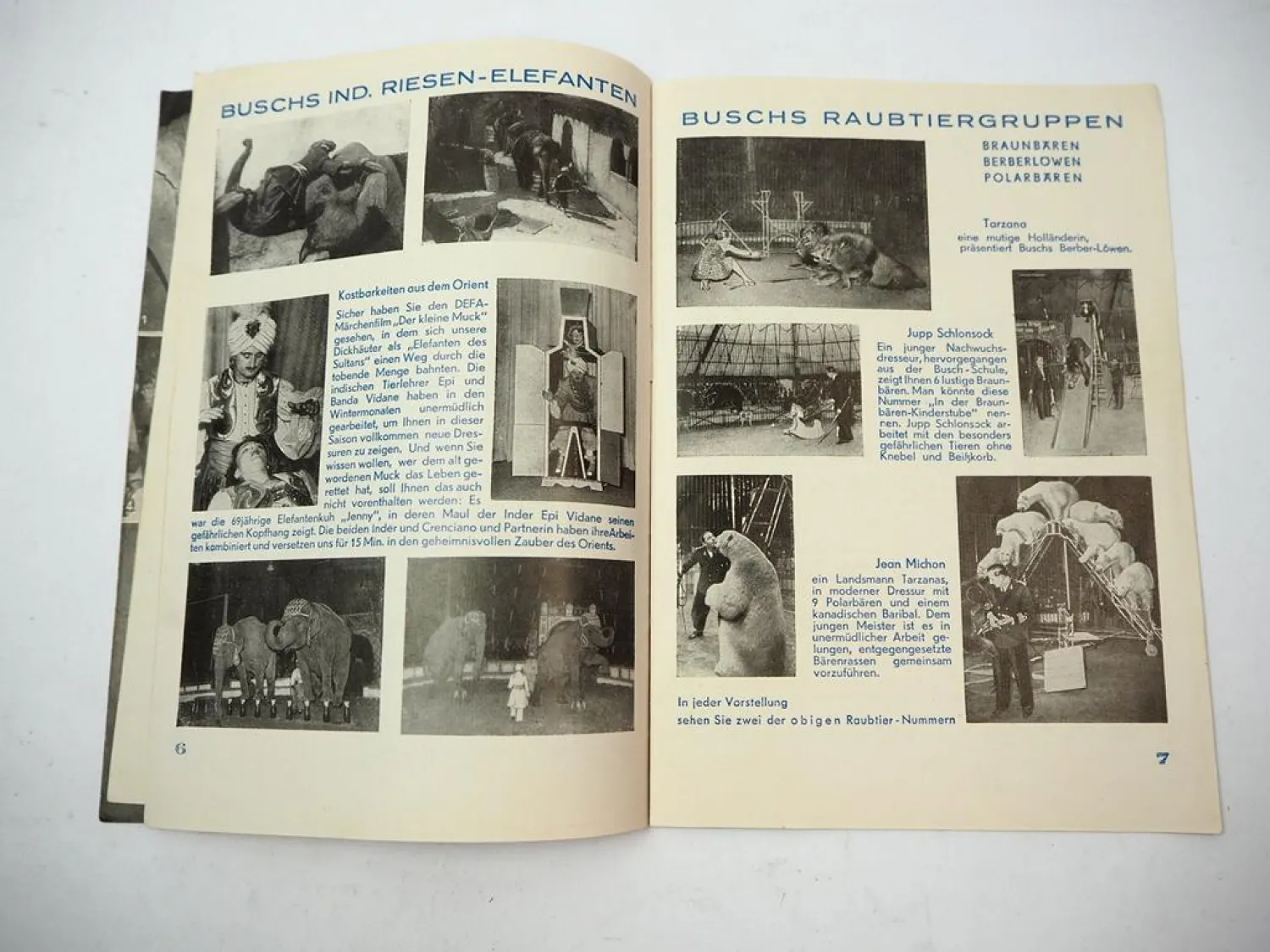 Zirkus Prospekt Spielfolge Circus Busch 1954