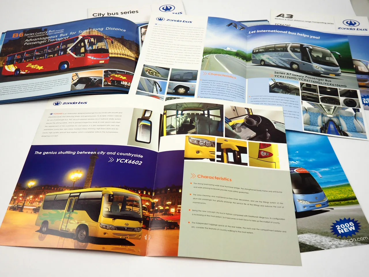 Zonda A3 A5 A7 YCK6602 Touring Coaches Bus Omnibus 6x Prospekt China englisch