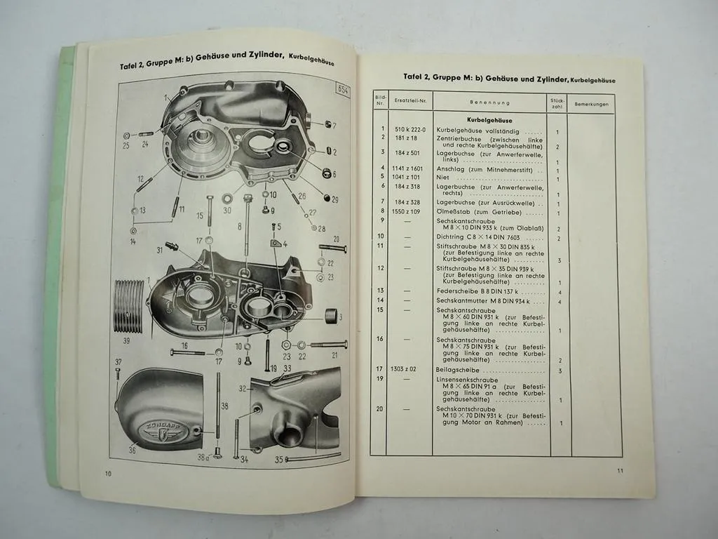 Zündapp 200 S Motorrad Ersatzteilliste Ersatzteilkatalog 1955