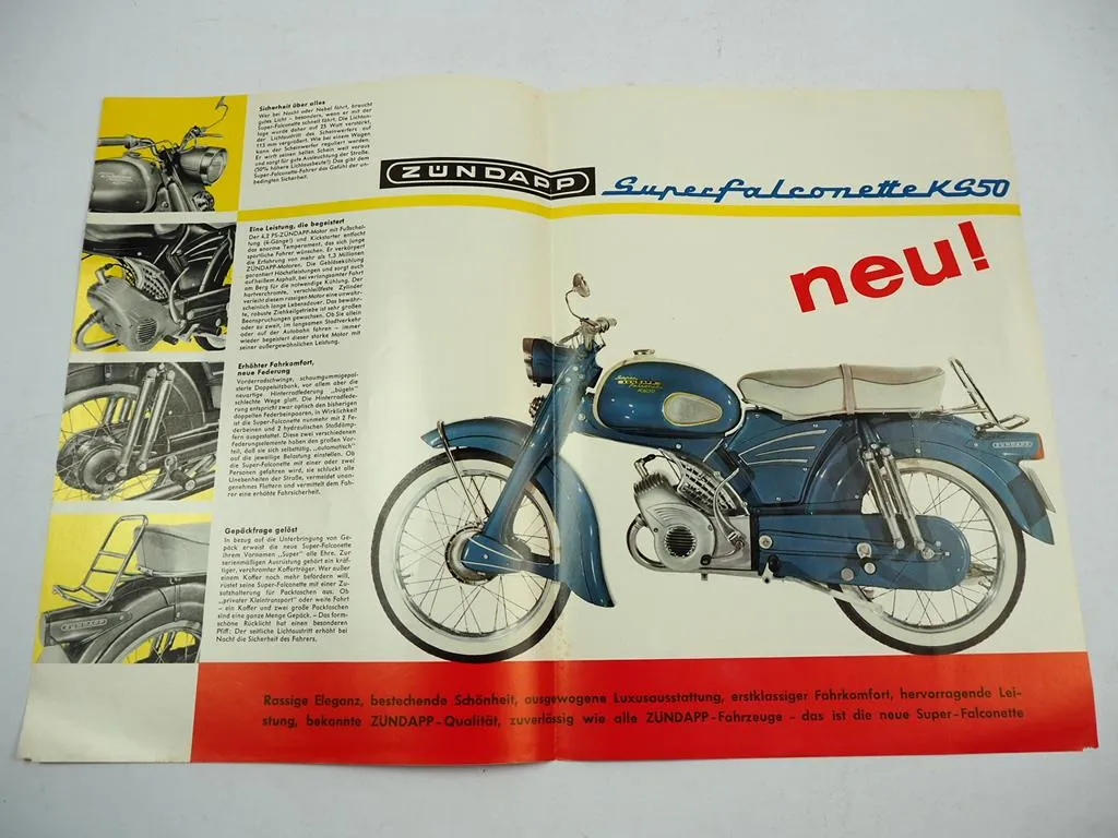 Zündapp KS 50 Super Falconette Kleinkraftrad 50 ccm 4,5 PS Prospekt 1960er Jahre