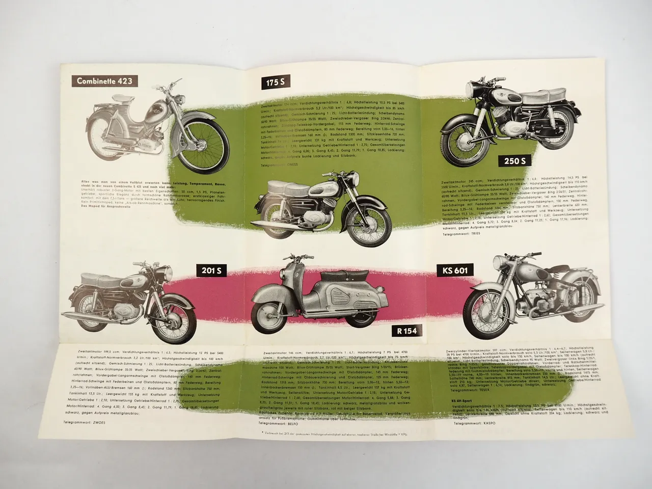 Zündapp Moped Motorrad Motorroller Kleinwagen Janus Prospekt 1950er Jahre