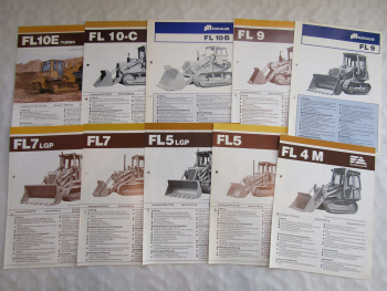 10 Prospekte Fiat Allis FL4 FL5 FL7 FL9 FL10 Raupen Dozer 70/80er Jahre