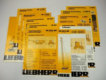 11 Prospekte Liebherr L- LR- HS- Radlader Laderaupe Seilbagger 1987-2000