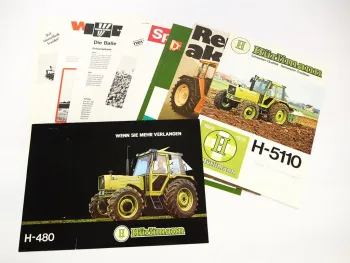 11x Original Prospekt Landtechnik 1970/80er Jahre Hürlimann Renault Welger Fähse
